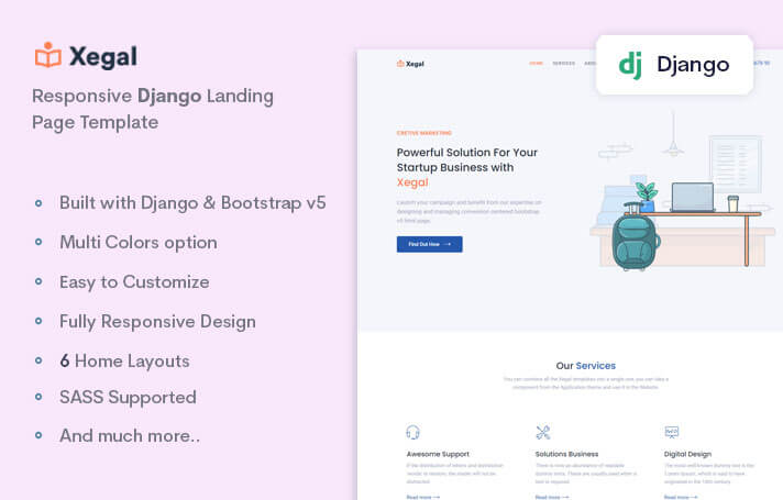 Xegal - Responsive Django Landing Page Template