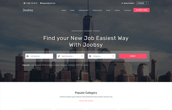 Joobsy - Job Listing HTML5 Template