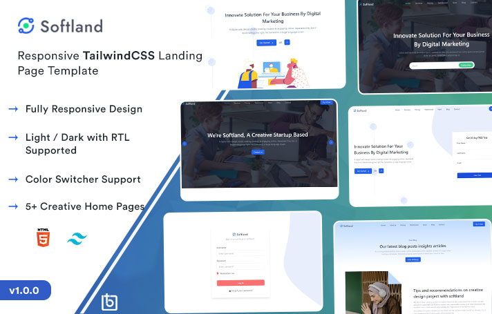 Softland - Tailwind Landing Page Template